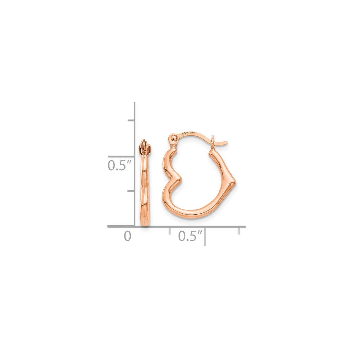 14k Rose Gold Hoop Earrings, Wavy Design, Polished Minimalist Style, Lightweight Latch-Back Closure