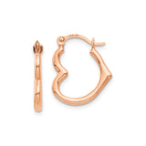 14k Rose Gold Hoop Earrings, Wavy Design, Polished Minimalist Style, Lightweight Latch-Back Closure