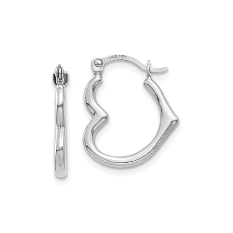 14k White Gold Twisted Hoop Earrings, Wavy Polished Design, Lightweight Contemporary Style