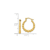 14k Yellow Gold Beaded Oval Hoop Earrings with Textured and Polished Finish