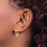 14k Yellow Gold Hoop Earrings with Rhodium Floral Accents, Polished Two-Tone Design for Women