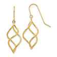 14k Yellow Gold Dangle Earrings with Twisted Teardrop Shape and Sculptural Open Design