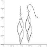 14k White Gold Dangle Earrings with Twisted Open Marquise Design, Lightweight Modern Style