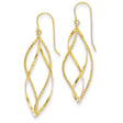 14k Yellow Gold Dangle Earrings with Twisted Marquise Design, Polished Textured Finish