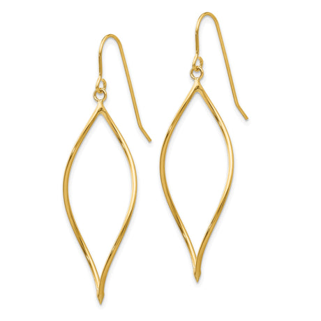 14K Yellow Gold Dangle Earrings Open Marquise Twist