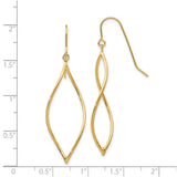 14K Yellow Gold Dangle Earrings Open Marquise Twist