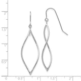 14k White Gold Dangle Earrings, Open Marquise Twist Design with Shepherd Hook