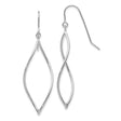 14k White Gold Dangle Earrings, Open Marquise Twist Design with Shepherd Hook