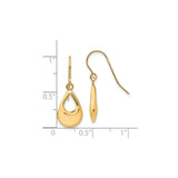 14k Yellow Gold Drop Earrings, Open Teardrop Shape, High Polish, Modern Minimalist Design