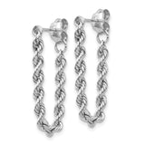 14k White Gold Rope Chain Stud Earrings with Twisted Design, Minimalist Style for Women