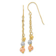 14k Tri-Color Gold Dangle Earrings with Yellow, White, and Rose Diamond Cut Beads