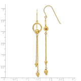 14k Yellow Gold Dangle Earrings with Textured Drop Beads and Chain Link Circles
