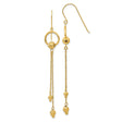 14k Yellow Gold Dangle Earrings with Textured Drop Beads and Chain Link Circles
