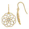 14k Yellow Gold Dangle Earrings, Mandala Starburst with Floral Openwork, Boho Filigree Design