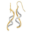14k Yellow Gold Dangle Earrings with Twisted Helix Spiral Design for Women