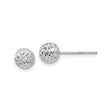 14k White Gold Ball Stud Earrings, Diamond Cut Faceted Round Minimalist Design