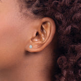 14k White Gold Stud Earrings, Faceted Dome Design with Diamond-Cut Sparkle