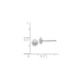 14k White Gold Stud Earrings, Faceted Dome Design with Diamond-Cut Sparkle