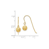 14k Yellow Gold Dangle Earrings with Textured Diamond Cut Ball Drops, Lightweight Geometric Design