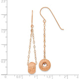14k Rose Gold Dangle Earrings with Textured Donut and Barrel Drops, Modern Minimal Design