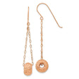 14k Rose Gold Dangle Earrings with Textured Donut and Barrel Drops, Modern Minimal Design