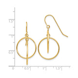 14k Yellow Gold Dangle Earrings with Interlocked Open Hoops, Minimalist Geometric Design