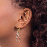 14k Yellow Gold Dangle Earrings with Tri-Color Layered Teardrop Loops and Textured Design