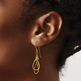 14k Yellow Gold Dangle Earrings with Layered Teardrop Open Loops, Diamond Cut Finish, Lightweight Design