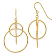 14k Yellow Gold Dangle Earrings, Triple Hoop Design, Polished Modern Geometric Style