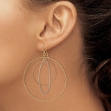 14k Tri-Color Gold Dangle Earrings with Interlocking Textured Hoops, Geometric Design for Women