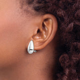 14k White Gold Teardrop Earrings with Omega Back, Sleek Minimalist Contemporary Design