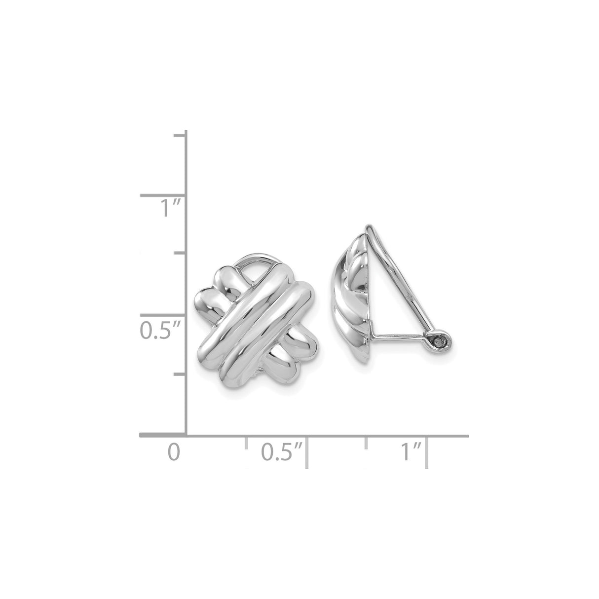 14K White Gold Knot Clip On Earrings With Omega Back