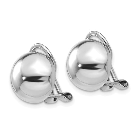 14K White Gold Half Dome Clip On Earrings With Omega Back