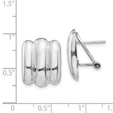 14k White Gold Huggie Earrings, Bold Ridged Design, High-Polish Modern Minimalist Hoops