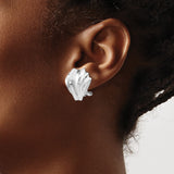 14k White Gold Fan Earrings with Omega Back, Modern Sculptural Design for Women