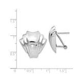 14k White Gold Fan Earrings with Omega Back, Modern Sculptural Design for Women