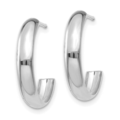 14k White Gold Hoop Earrings, Polished Minimalist Design for Women
