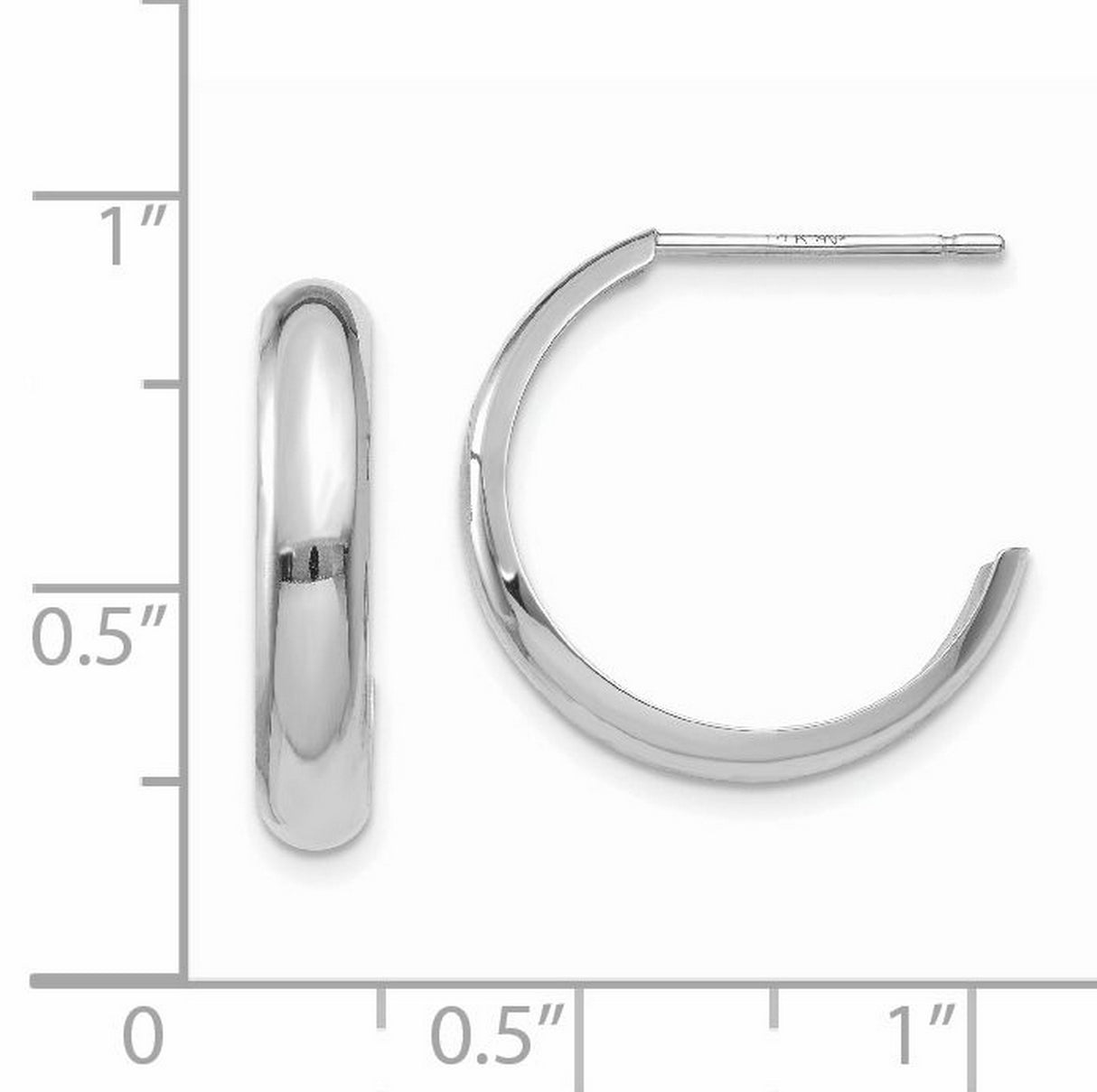 14k White Gold Hoop Earrings, Polished Minimalist Design for Women