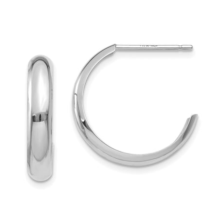 14k White Gold Hoop Earrings, Polished Minimalist Design for Women