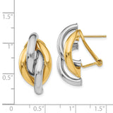 14k Yellow Gold Hoop Earrings with Interlocking Two-Tone Links and Sculptural Loop Design