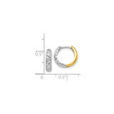14k Two-Tone Gold Hoop Earrings with Textured White Gold Diamond-Cut Finish