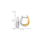 14k Two-Tone Gold Hoop Earrings, Polished Finish, Huggie Style for Men