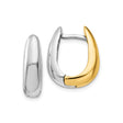14k Two-Tone Gold Hoop Earrings, Polished Finish, Huggie Style for Men