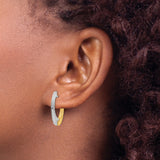 14k Two-Tone Gold Hoop Earrings, Modern Oval Lightweight Design for Women