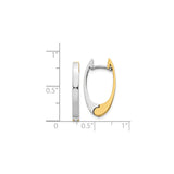 14k Two-Tone Gold Hoop Earrings, Modern Oval Lightweight Design for Women