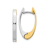 14k Two-Tone Gold Hoop Earrings, Modern Oval Lightweight Design for Women