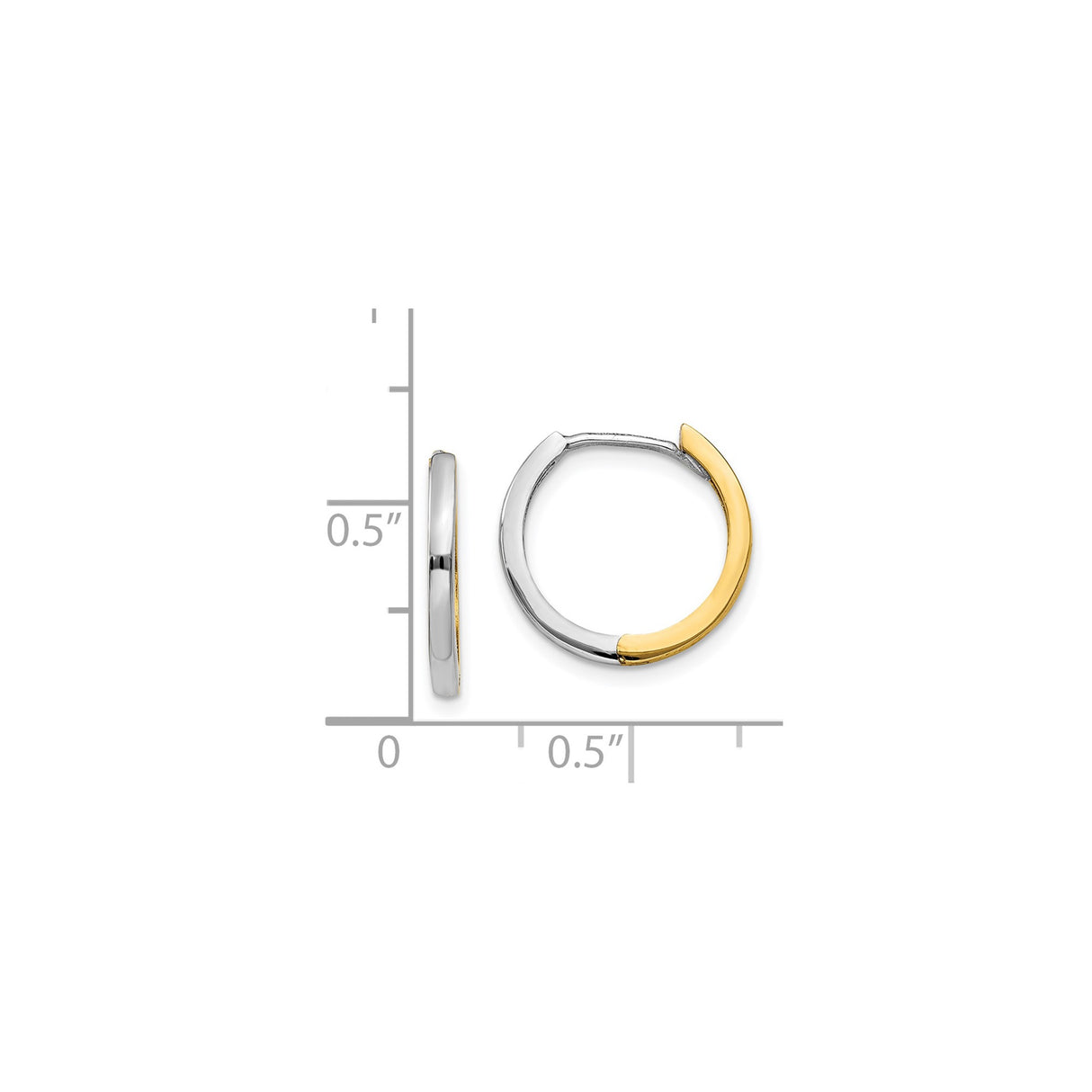 14k Yellow and White Gold Hoop Earrings, Modern Minimalist Unisex Design