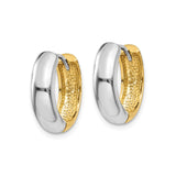 14k Yellow and White Gold Hoop Earrings, Two-Tone Small Huggie Style, Unisex Design
