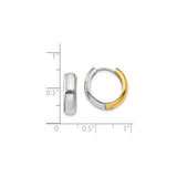 14k Yellow and White Gold Hoop Earrings, Two-Tone Small Huggie Style, Unisex Design