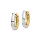 14k Two-Tone Gold Hoop Earrings, White and Yellow Gold, Polished Minimalist Design